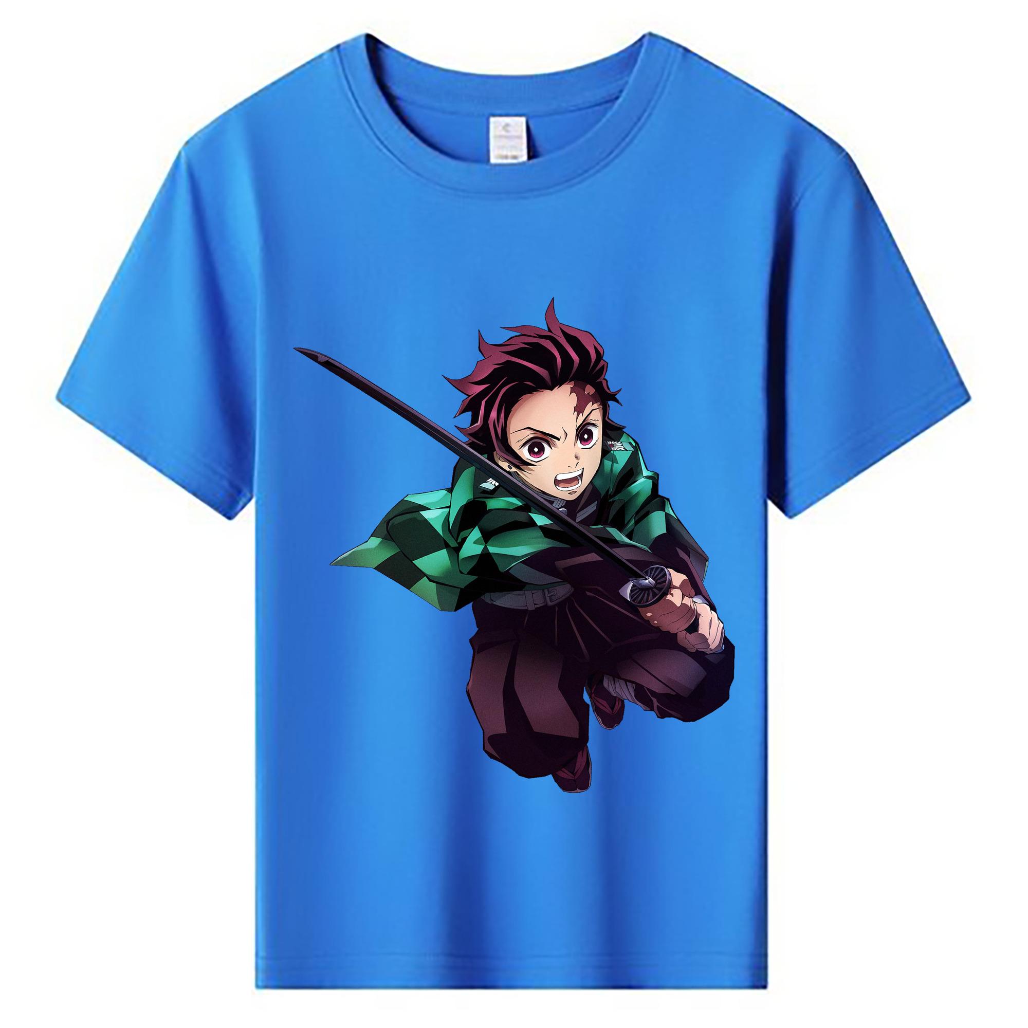 （画像用） 鬼滅の刃 竈門 炭治郎／かまど たんじろう Kamado Tanjirou 綿100％キッズTシャツ（フロントプリント）